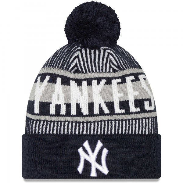 Шапка с помпоном New York Yankees New Era Striped Cuffed Knit - Navy