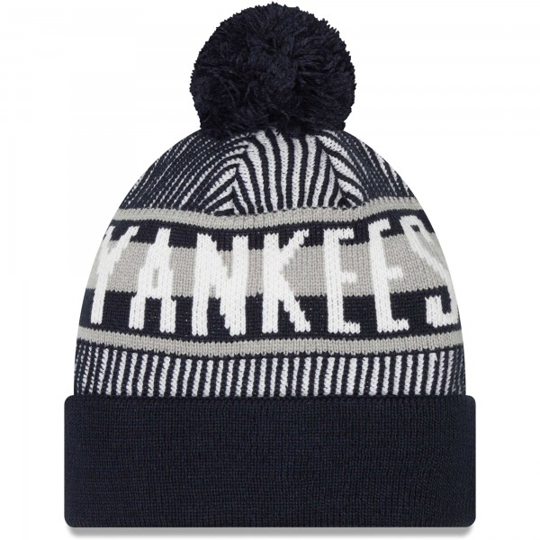 Шапка с помпоном New York Yankees New Era Striped Cuffed Knit - Navy