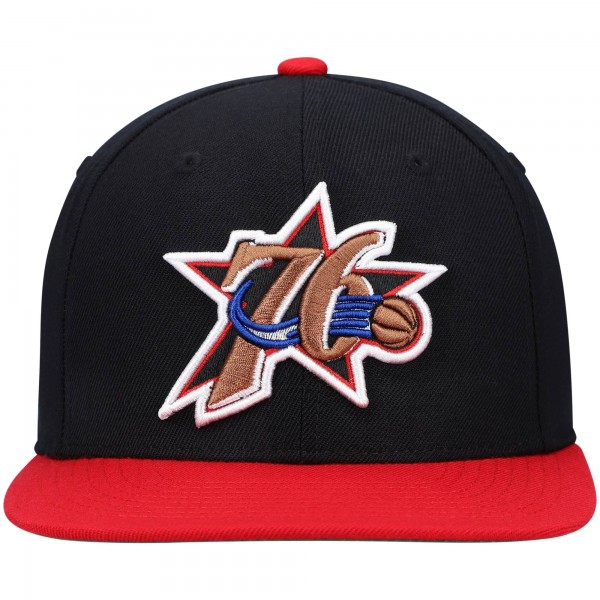 Бейсболка Philadelphia 76ers Mitchell & Ness Hardwood Classics Team Two-Tone 2.0 - Black/Red