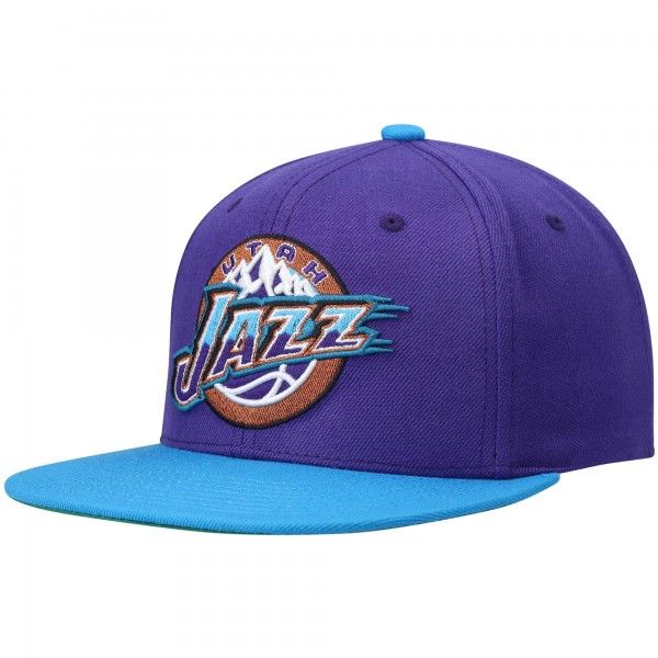 Бейсболка Utah Jazz Mitchell & Ness Hardwood Classics Team Two-Tone 2.0 - Purple/Turquoise