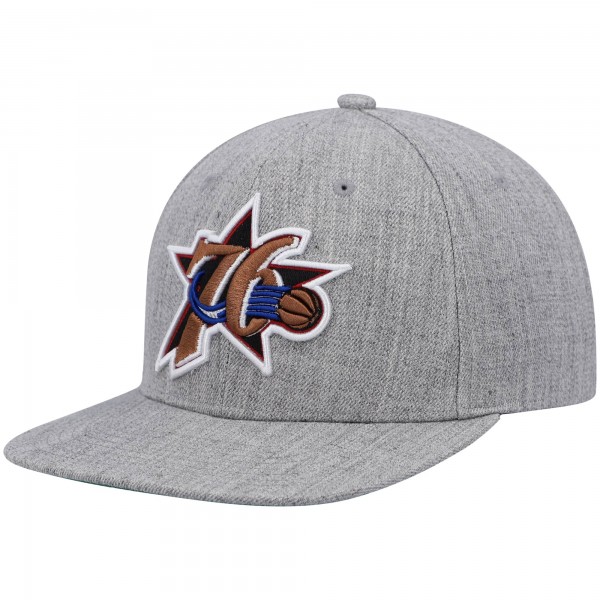 Бейсболка Philadelphia 76ers Mitchell & Ness Hardwood Classics Team 2.0 - Heathered Gray