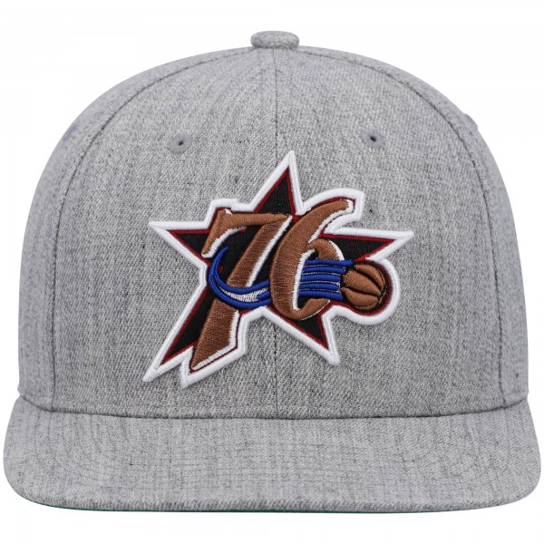 Бейсболка Philadelphia 76ers Mitchell & Ness Hardwood Classics Team 2.0 - Heathered Gray