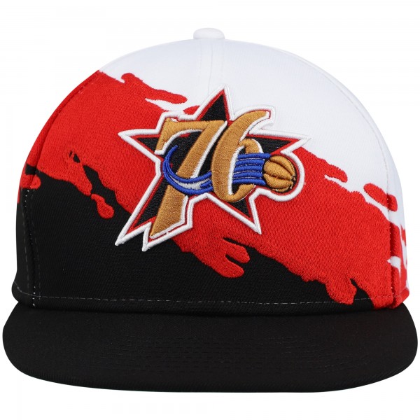 Бейсболка Philadelphia 76ers Mitchell & Ness Hardwood Classics Paintbrush - White/Black