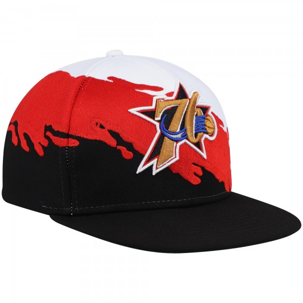 Бейсболка Philadelphia 76ers Mitchell & Ness Hardwood Classics Paintbrush - White/Black