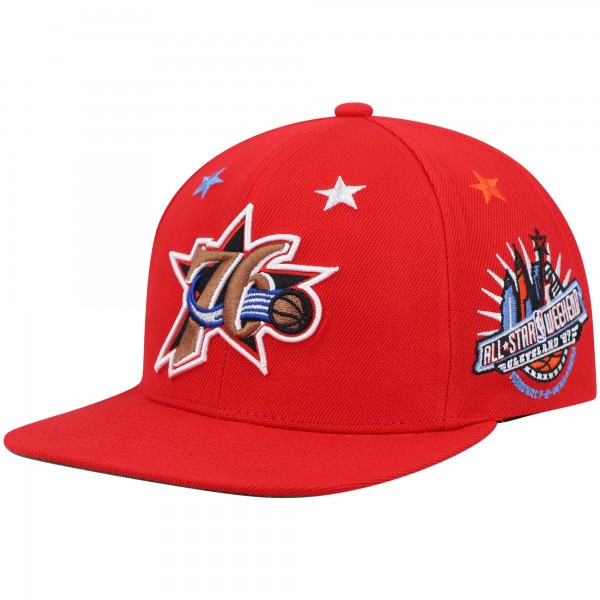 Бейсболка Philadelphia 76ers Mitchell & Ness Hardwood Classics 1997 NBA All-Star Weekend Top Star - Red