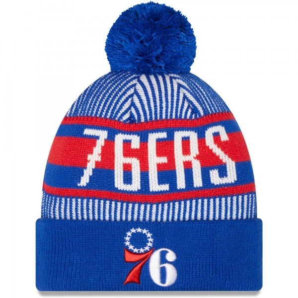 Шапка с помпоном Philadelphia 76ers New Era Striped Cuffed - Royal