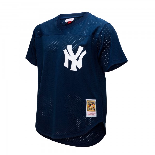 New York Yankees Rickey Henderson Mitchell & Ness Navy Cooperstown Collection Mesh Batting Practice Button-Up Jersey