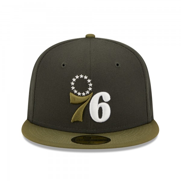 Бейсболка Philadelphia 76ers New Era Two-Tone 59FIFTY - Charcoal/Olive