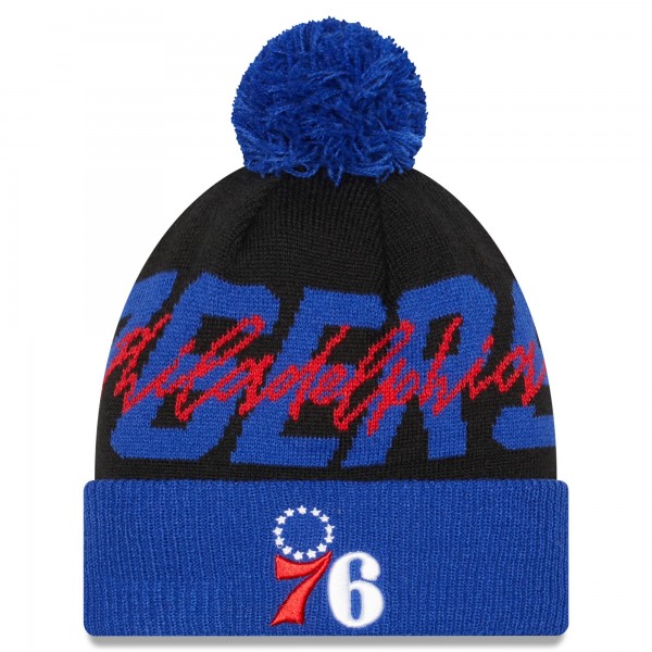 Шапка с помпоном Philadelphia 76ers New Era Confident Cuffed Knit - Black/Royal