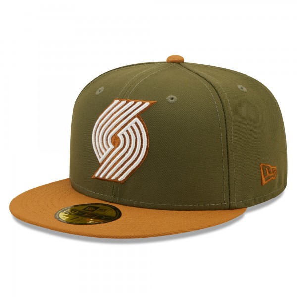 Бейсболка Portland Trail Blazers New Era Two-Tone 59FIFTY - Olive/Orange