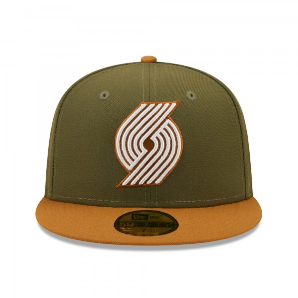 Бейсболка Portland Trail Blazers New Era Two-Tone 59FIFTY - Olive/Orange