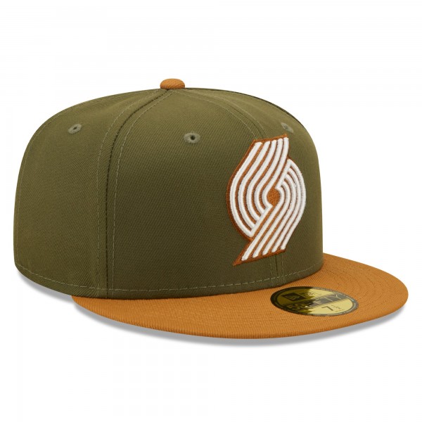 Бейсболка Portland Trail Blazers New Era Two-Tone 59FIFTY - Olive/Orange