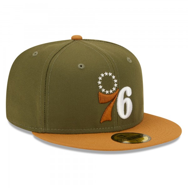 Бейсболка Philadelphia 76ers New Era Two-Tone 59FIFTY - Olive/Orange