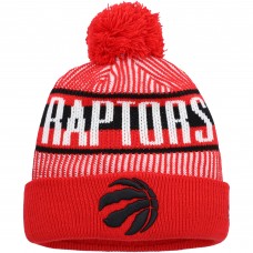Шапка с помпоном Toronto Raptors New Era Youth Stripe Cuffed Knit - Red