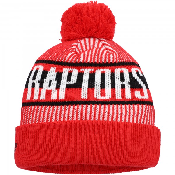 Шапка с помпоном Toronto Raptors New Era Youth Stripe Cuffed Knit - Red