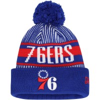 Шапка с помпоном Philadelphia 76ers New Era Youth Stripe Cuffed Knit - Royal