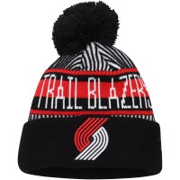 Шапка с помпоном Portland Trail Blazers New Era Youth Stripe Cuffed Knit - Black