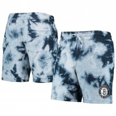 Brooklyn Nets New Era Fleece Tie-Dye Shorts - Blue