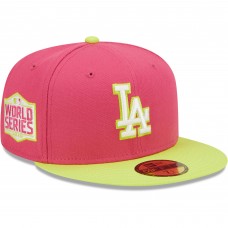 Бейсболка Los Angeles Dodgers New Era 2020 World Series Champions Beetroot Cyber 59FIFTY - Pink