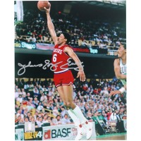 Autographed Philadelphia 76ers Julius Erving Fanatics Authentic 8 x 10 Dunk in Red Jersey vs. Boston Celtics Photograph