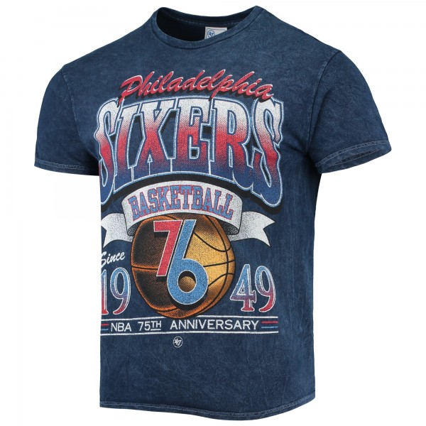 Футболка Philadelphia 76ers '47 75th Anniversary City Edition Mineral Wash Vintage Tubular - Navy