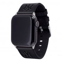 New York Yankees Black Leather Apple Watch Band