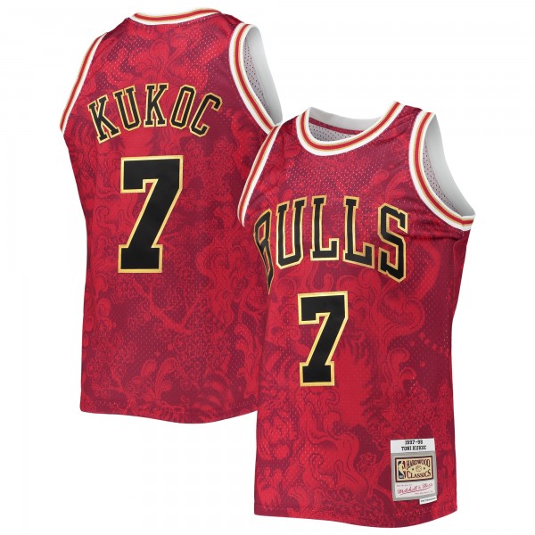 Игровая джерси Chicago Bulls Toni Kukoc Mitchell & Ness Red Hardwood Classics 1997/98 Lunar New Year