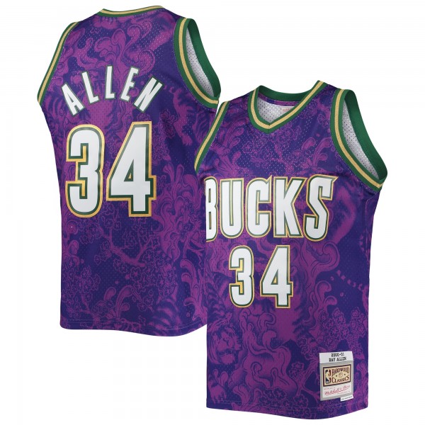 Игровая форма  Ray Allen Milwaukee Bucks Mitchell & Ness Hardwood Classics 2000-01 Lunar New Year Swingman - Purple
