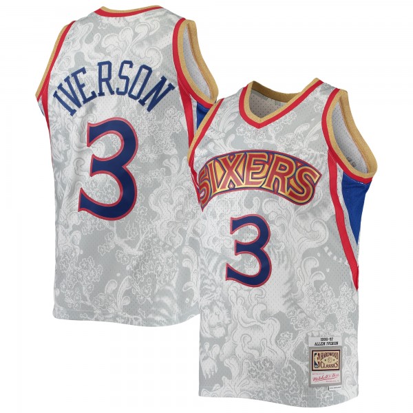 Игровая форма  Allen Iverson Philadelphia 76ers Mitchell & Ness Hardwood Classics 1996-97 Lunar New Year Swingman - White
