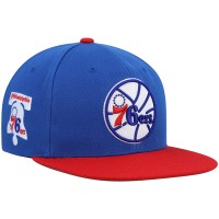 Бейсболка Philadelphia 76ers Mitchell & Ness Hardwood Classics Core Side - Royal/Red