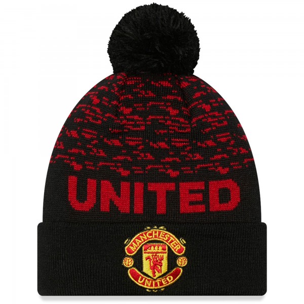 Шапка с помпоном Manchester United New Era Marl Cuffed Knit - Black