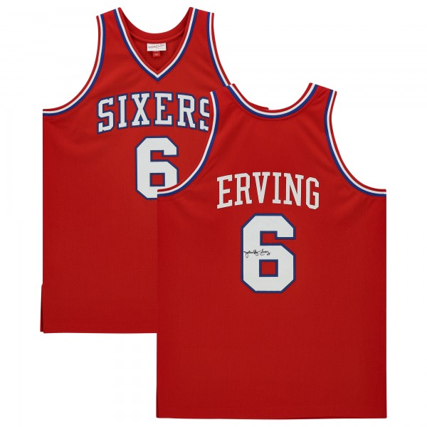 Autographed Philadelphia 76ers Julius Erving Fanatics Authentic Red Mitchell & Ness Hardwood Classics Authentic Jersey