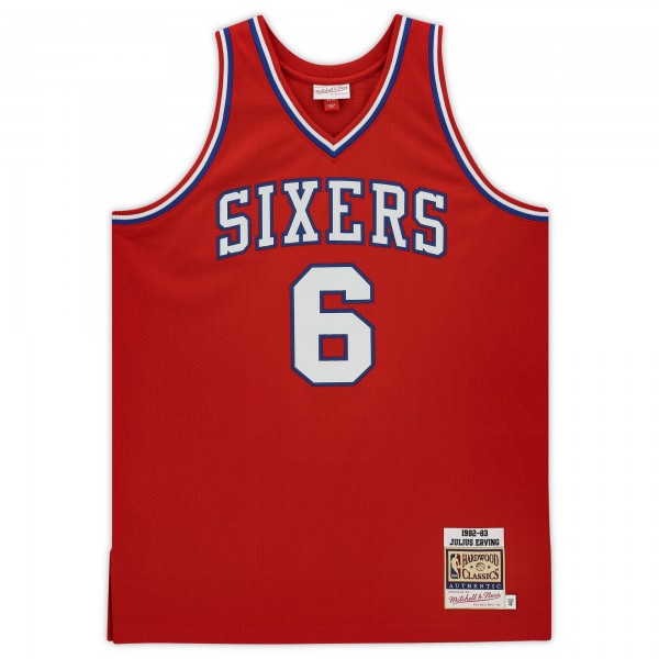 Autographed Philadelphia 76ers Julius Erving Fanatics Authentic Red Mitchell & Ness Hardwood Classics Authentic Jersey