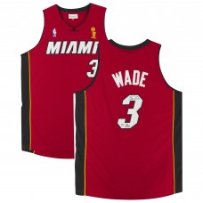 Игровая джерси Autographed Miami Heat Dwyane Wade Fanatics Authentic Red Mitchell & Ness Authentic with 3x NBA Champ Inscription