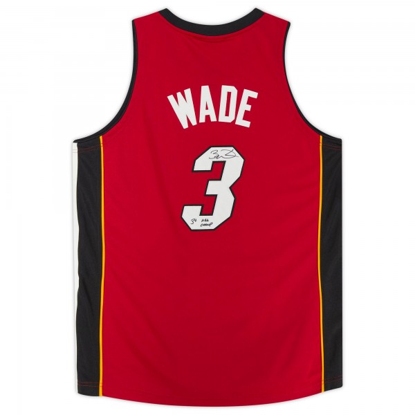 Игровая джерси Autographed Miami Heat Dwyane Wade Fanatics Authentic Red Mitchell & Ness Authentic with 3x NBA Champ Inscription