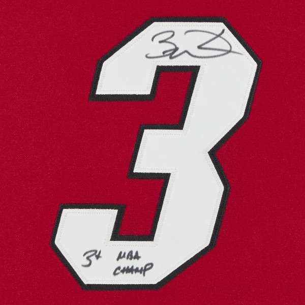 Игровая джерси Autographed Miami Heat Dwyane Wade Fanatics Authentic Red Mitchell & Ness Authentic with 3x NBA Champ Inscription