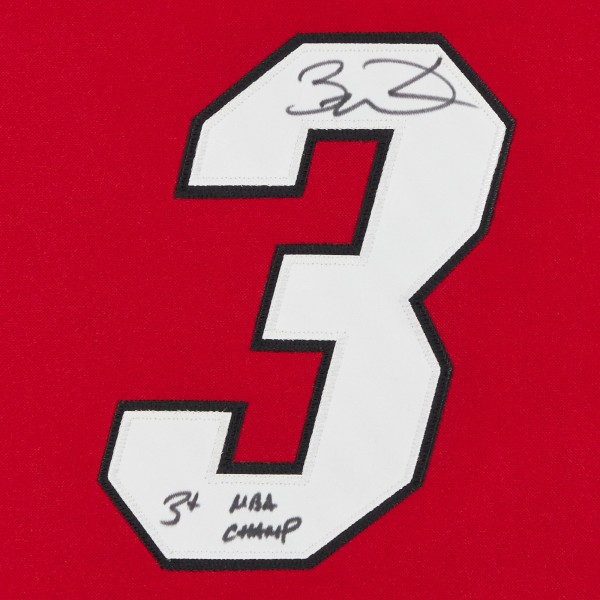 Игровая джерси Autographed Miami Heat Dwyane Wade Fanatics Authentic Red Mitchell & Ness Authentic with 3x NBA Champ Inscription