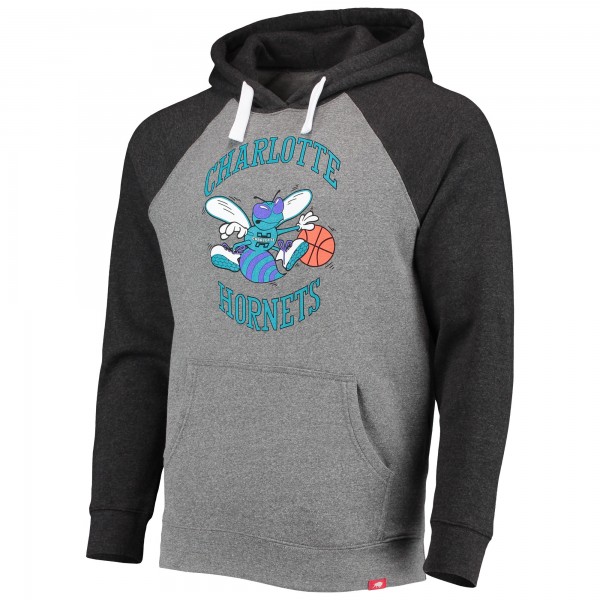Толстовка Charlotte Hornets Sportiqe Olsen Colorblock Raglan Tri-Blend - Heathered Gray/Black