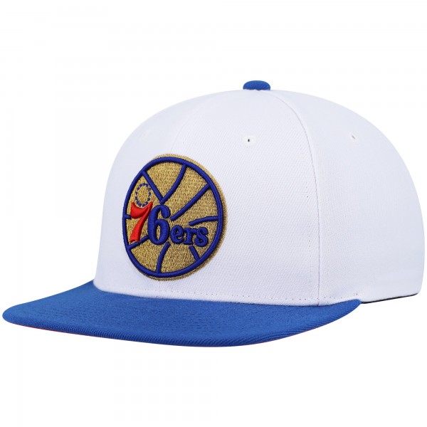 Бейсболка Philadelphia 76ers Mitchell & Ness Hardwood Classics 50th Anniversary - White/Royal