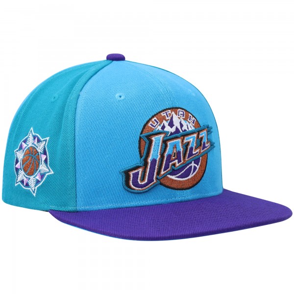 Бейсболка Utah Jazz Mitchell & Ness Hardwood Classics On The Block - Turquoise/Purple