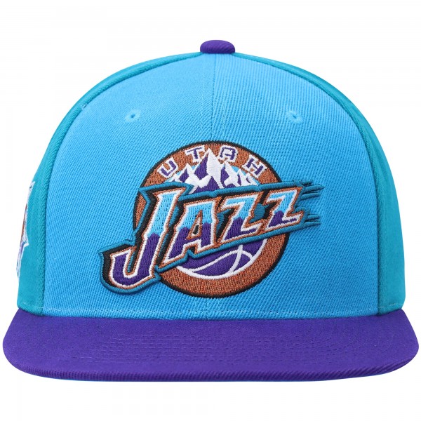 Бейсболка Utah Jazz Mitchell & Ness Hardwood Classics On The Block - Turquoise/Purple