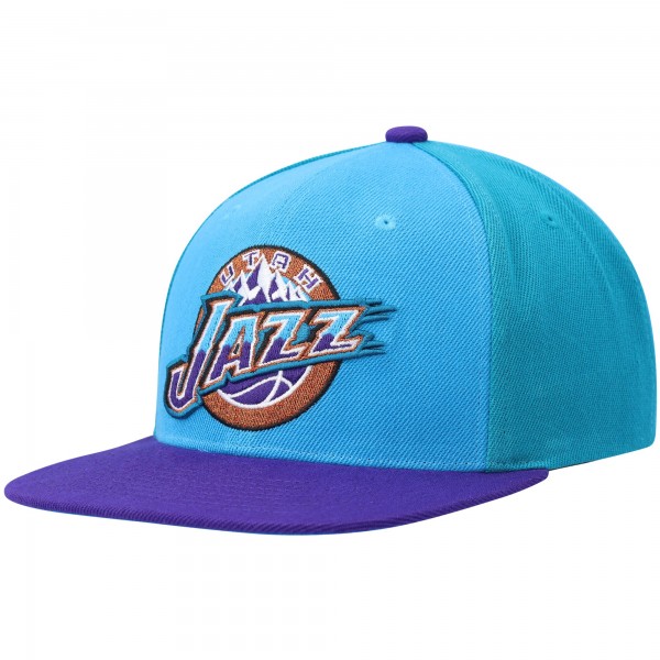 Бейсболка Utah Jazz Mitchell & Ness Hardwood Classics On The Block - Turquoise/Purple