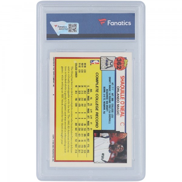 Autographed Orlando Magic Shaquille ONeal 1992 Topps #362 Rookie Card