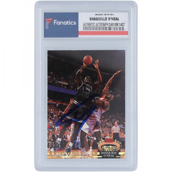 Autographed Orlando Magic Shaquille ONeal 1992 Topps Stadium Club #201 Rookie Card