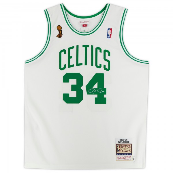 Autographed Boston Celtics Paul Pierce Fanatics Authentic White 2007-08 Mitchell & Ness Authentic Jersey - Signature on Front