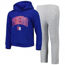 Preschool Philadelphia 76ers Royal/Heather Gray Double Up Pullover Hoodie & Pants Set