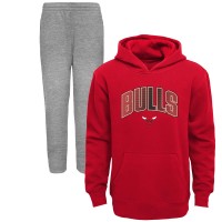 Дошкольнику Chicago Bulls Red/Heather Gray Double Up Pullover Hoodie & Pants Set