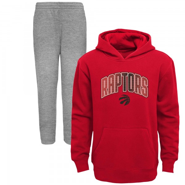 Preschool Toronto Raptors Red/Heather Gray Double Up Pullover Hoodie & Pants Set