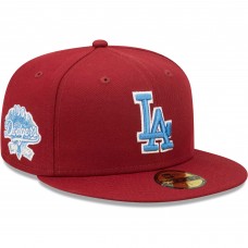 Бейсболка Los Angeles Dodgers New Era 100th Anniversary Air Force Blue Undervisor 59FIFTY - Cardinal