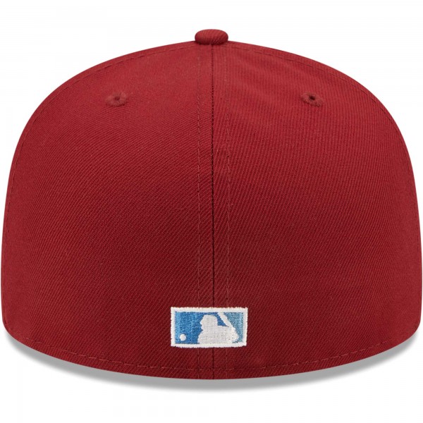 Бейсболка New York Yankees New Era 1999 World Series Air Force Blue Undervisor 59FIFTY - Cardinal